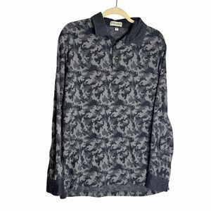 Crosby & Howard Long Sleeve Rugby Polo Men's Size XL Gray Camo Preppy Dressy